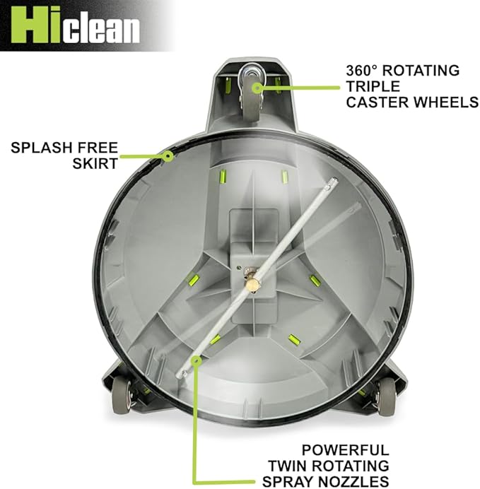 15" Gas Pressure Washer Surface Cleaner with Wheels 3400 PSI Max, Surface Cleaner for Power Washer Attachment for Concrete, Patio, Sidewalk, and Driveways