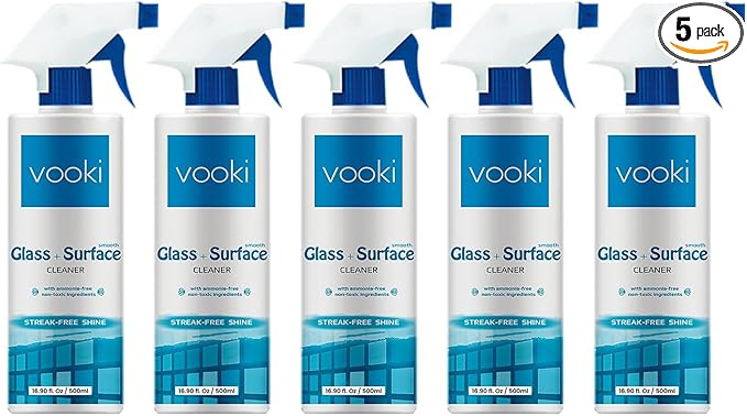Vooki Ecofriendly Smooth Glass Surface Cleaner, Non-Toxic, for All Types of Glass Surfaces, 500ml - (Pack of 5)