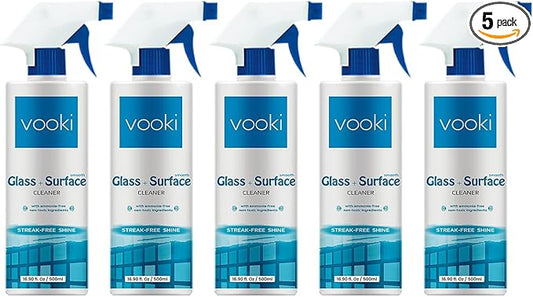 Vooki Ecofriendly Smooth Glass Surface Cleaner, Non-Toxic, for All Types of Glass Surfaces, 500ml - (Pack of 5)
