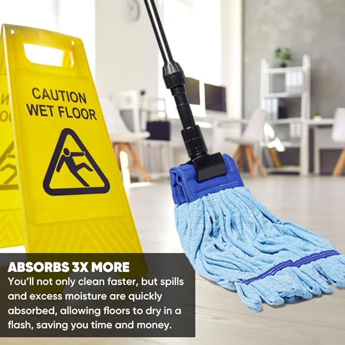 Bulk Commercial Mop Head Replacement (24 Count) - Medium Microfiber Tube Mop (14 oz.) | Industrial Wet Mops | Refill, Machine Washable, Heavy Duty | Hardwood, Tile, Laminate, Vinyl Floors (Red)
