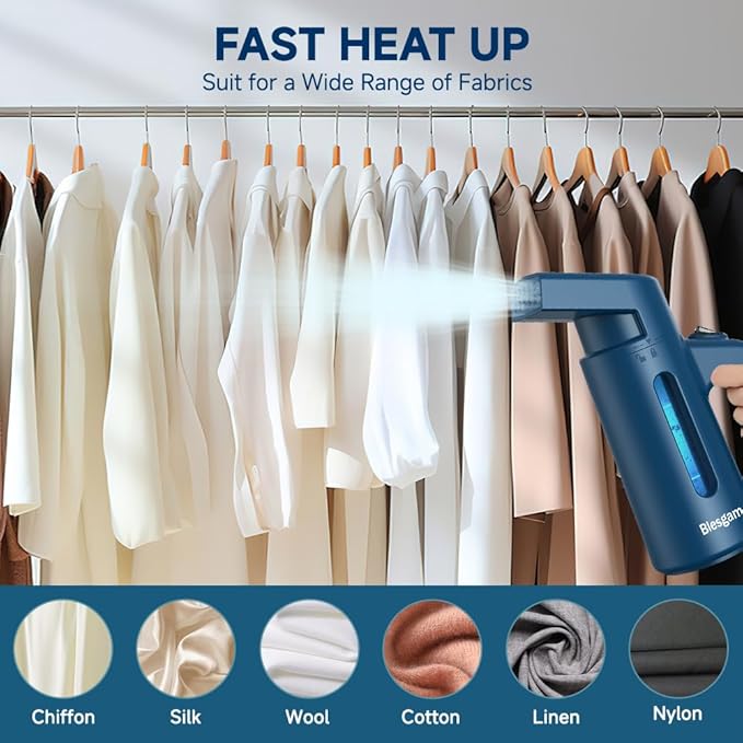 Steamer for Clothes 700W, Double Row Steam Clothes Steamer, 180ML Large Capacity Water Tank, 40S Fast Heat-up Garment steamer for Home and Office(GY168)