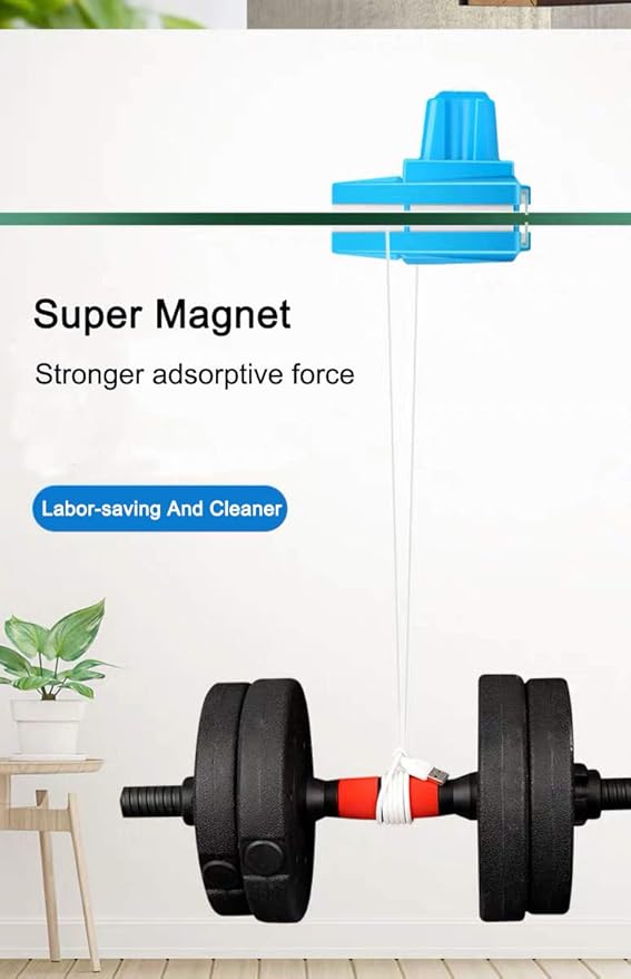 Double-sided Window Cleaner Glass Wiper Magnetic Cleaning Tools, 5-Gears Adjustable Magnetic Glider Washing Brush Tools, for High-Rise Double Car Glazed Windows Thickness 0.3"-1.2" (Blue)