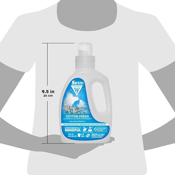 Hiketron Cotton Fresh Liquid Laundry Detergent, 5x Ultra Concentrated, Tough Stains Remover, Long Lasting Scent (40 Fl Oz, Pack of 1)