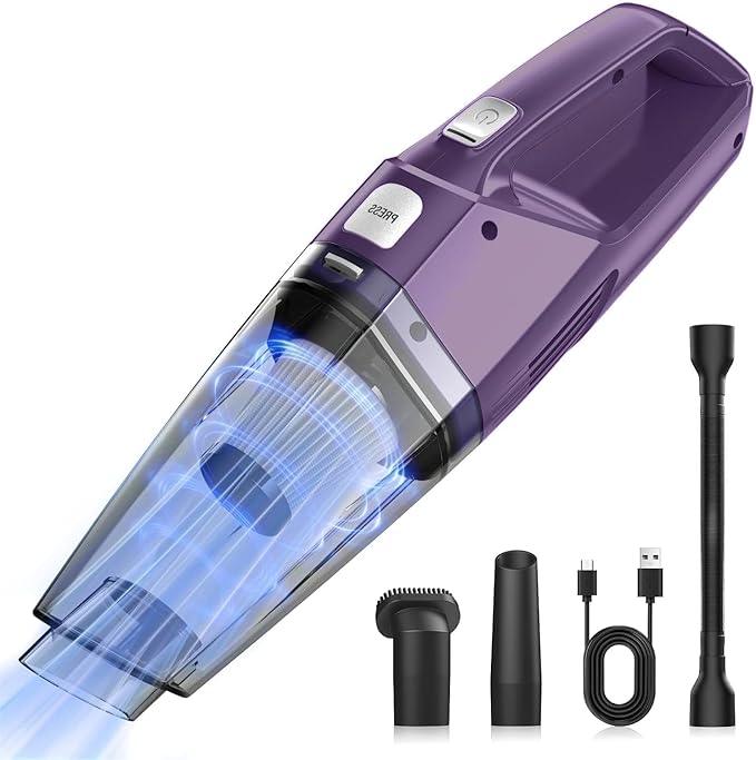Bossdan Handheld Vacuum Cordless – Car Vac Portable with 8KPA & Multi Accessories & Low Noise, Lightweight Hand Held Vacuum Cordless Rechargeable for Car/Home/Dust/Pet Hair, Mine Portable Vacuum