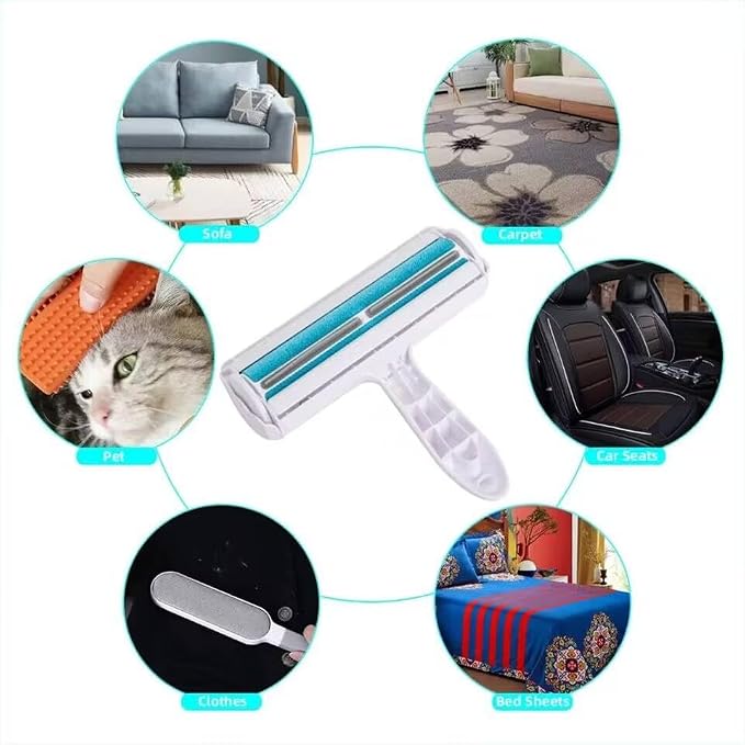 Pet Hair Remover Bundle, Reusable Lint Roller & Pet Hair Remover for Laundry Cat & Dog Fur Remover Set for Laundry Couch, Carpet Bedding & Clothes (Blue) - Image 8