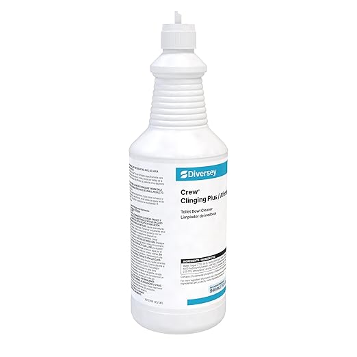 CREW Diversey 9302467 Clinging Plus Toilet Bowl Cleaner, Commercial Strength Formula Cleans Urinals, Ceramic, Porcelain, Unscented Green Liquid, Ready-to-Use Squeeze, 32-Ounce