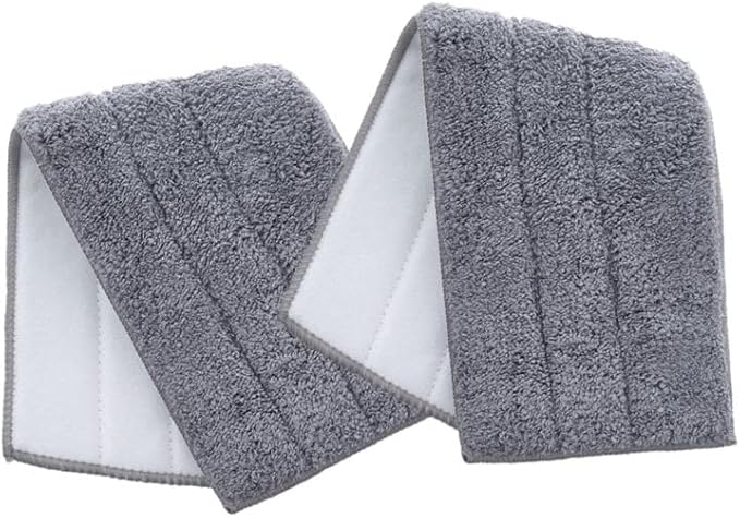 Superio Microfiber Mop Pads, Refill Miracle Mop, Dust Mop Replacement Head 16 Inch Damp Mop Refill for Flat Mop Set, with Velcro-Grey, 2 Pack