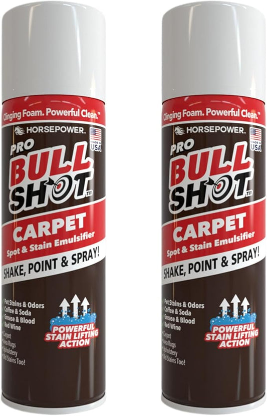 Horsepower Bull Shot Carpet Spot & Stain Remover by Horsepower, AS SEEN ON TV, Made In USA, Just Point & Spray, Stain-Lifting Foam-Action, Pet Stains & Odors, Coffee, Soda, Wine, Stains, 2 Pack
