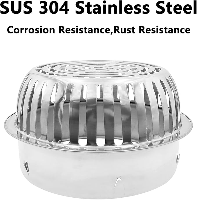 Roof Floor Drain,SAFYY 304 Stainless Steel Roof Drain Dome,Balcony Roof Dome Drain Cover,Yard Outdoor Anti Blocking Strainer,Gardens Gutter Cleaning Tool,Rain Bucket Drainage Parts (1, 160mm/6.3")