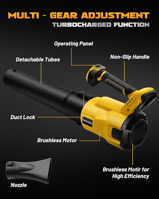 Cordless Leaf Blower Compatible with Dewalt 20V MAX Battery, 1500W Brushless Motor, 120MPH 500CFM High-Power Electric Blower, Lightweight Handheld Yard Cleaning Tool for Lawn, Garden & Patio