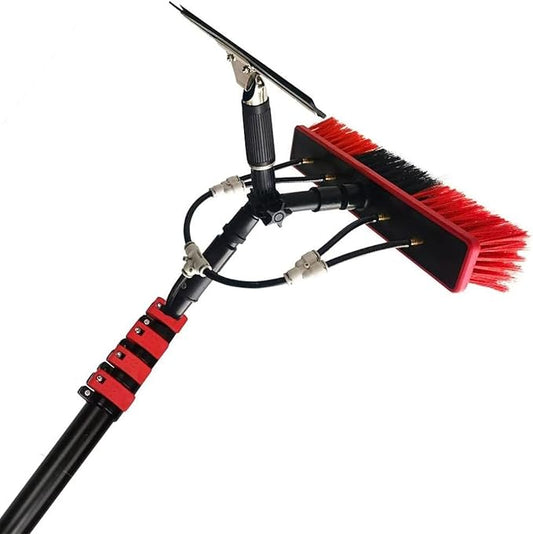 Window Clean Rod Washing Set Equipment Telescopic Extension Pole Squeegee Kit,Extendable Cleaner Conservatory Washing Equipment Cleaning Conservatory Roof/Window Clean 5.4Rod Length 30brush