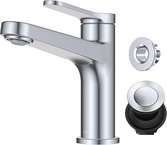 KRAUS Indy Single Handle One Hole Bathroom Sink Faucet in Chrome, KBF-1411CH