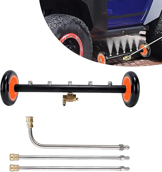 18inch Undercarriage Cleaner with 3 Exwands 4000 PSI Water Broom Surface Cleaner for Outdoors Driveways Poolsides Courtyards Cleaning