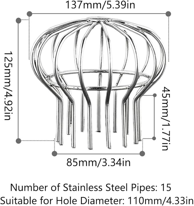 Gutter Guard 304 Stainless Steel Filter Strainer Fits for Round Downspout, Stops Leaves Seeds and Other Debris Gutter Cleaning Tools, 2 Pack, 125 * 137mm