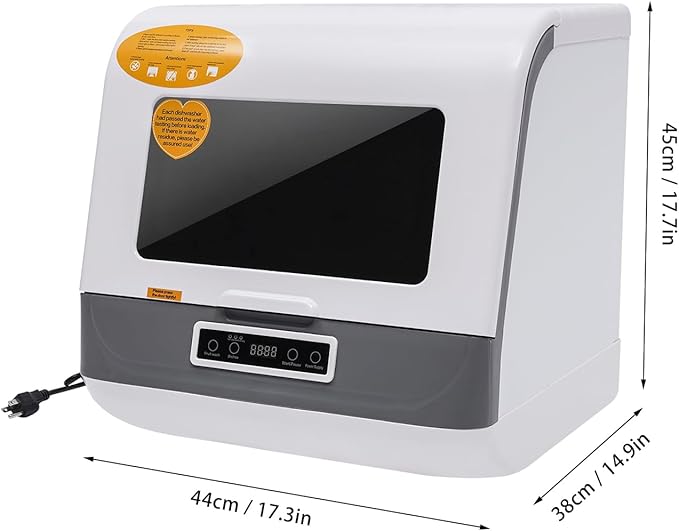 Portable Countertop Dishwasher, 800W Compact Dishwashers with Filter and Hybrid Drying Function, Mini Dishwasher with 3 Wash Programs for Apartments, Rvs, Small Kitchens (White)