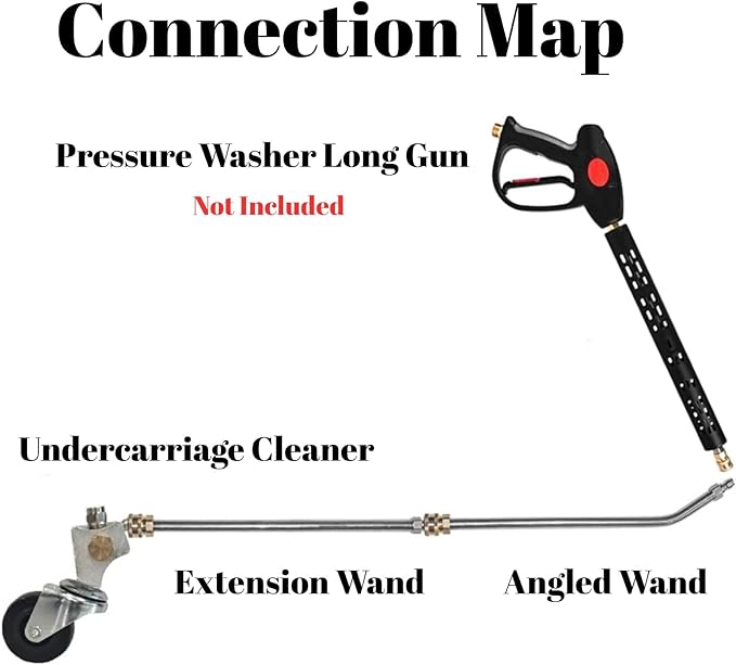 Pressure Washer Undercarriage Cleaner, Under Car Wash Water Broom with 13 Inch Extension Wand and 45 Degree Angled Wand, Surface Cleaner for Power Pressure Washer Attachment,4000 PSI