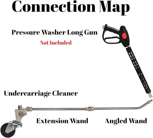 Pressure Washer Undercarriage Cleaner, Under Car Wash Water Broom with 13 Inch Extension Wand and 45 Degree Angled Wand, Surface Cleaner for Power Pressure Washer Attachment,4000 PSI