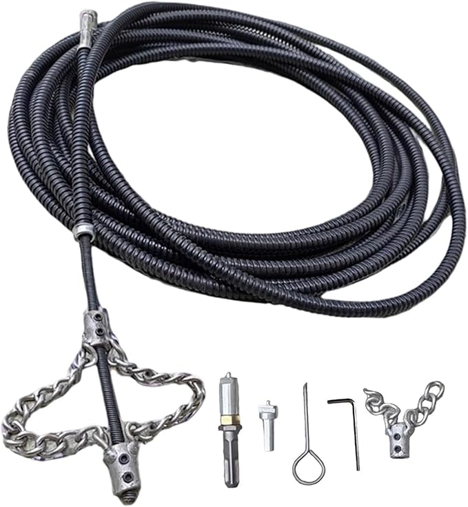 Flex-Shaft Sewer Descaling Chain,Drain Clog Remover,Gutter Cleaning Tools Drain Cleaner for Toilet Shower Kitchen Bathroom Tub Clogged Drains Opener Tool(300cm,Black)