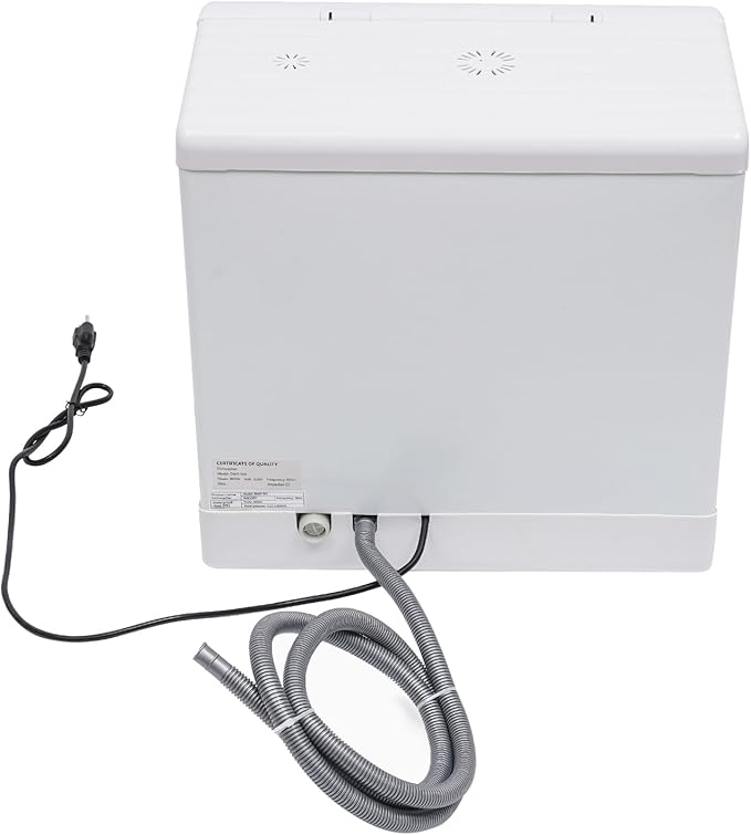 800W Portable Countertop Dishwasher, No Installation Needed, Mini Dish Washing Machine with 8L Water Tank, Compact White Dishwasher for 4-6 Sets Tableware,IPX1,0.02-1.00Mpa