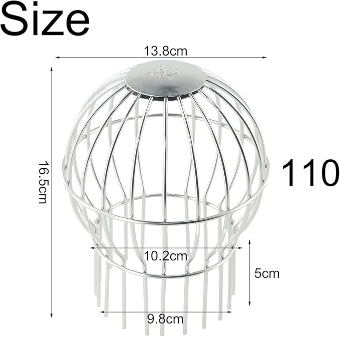 1PCS 304 Stainless Steel Gutter Guard, Outdoor Roof Anti-Blocking Line Cap Round Floor Net Cover Drainage Floor Line Leak Gutter Cleaning Tool, Mesh Guard Flexible Leaf Catcher(110MM)