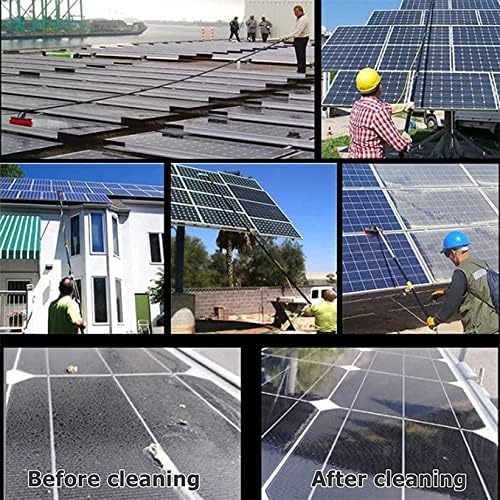 Glass Cleaning Brush Home Water Fed Telescopic Pole Kit Solar Panel Brush Rotating for Photovoltaic Panel，7m Window Cleaning Equipment with Conservatory Roof Cleaning Kit and Solar Panel Cle