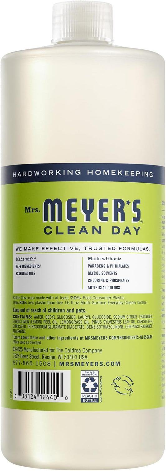 MRS. MEYER'S CLEAN DAY Multi-Surface Cleaner Concentrate, Use to Clean Floors, Tile, Counters, Lemon Verbena, 32 fl. oz