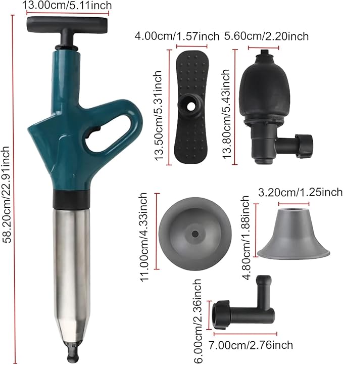 Dredge Clog Remover Air Drain Blaster Toilet Plunger Cleaning Tool For Bath Toilets Bathroom Kitchen Sewer Pipe Unblocker(Green)