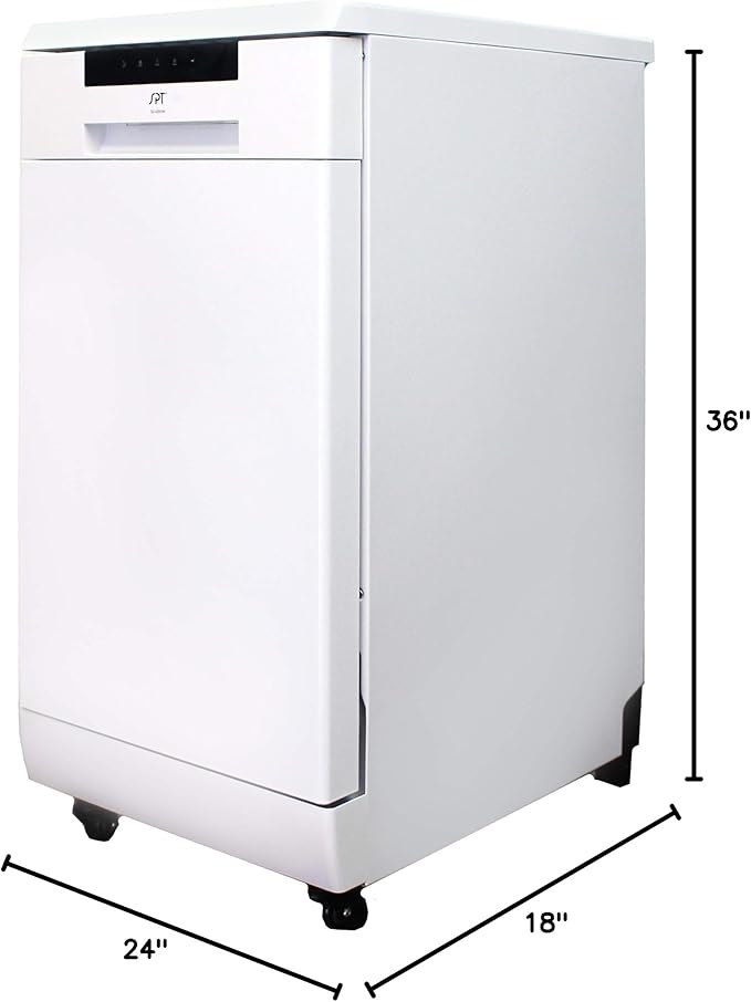 SPT SD-9263WA 18″ Wide Portable Dishwasher with ENERGY STAR, 6 Wash Programs, 8 Place Settings and Stainless Steel Tub – White