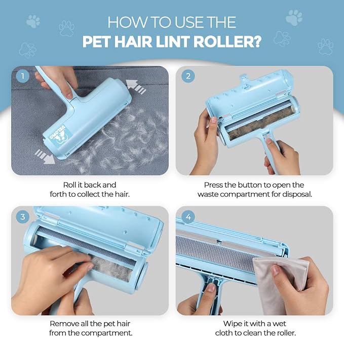 DELOMO Pet Hair Remover Roller, Reusable Lint Roller for Dog and Cat Hair | Portable Pet Hair Roller with Large Fur Bin, Fast Cleaning for Couches, Bedding, Rugs, Car Seats and Furniture, No Batteries - Image 7