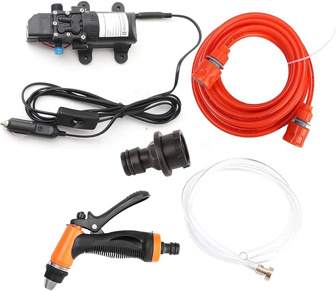 Portable 12V 80W 130PSI Electric Car Washer Sprayer, High Pressure for Vehicle Cleaning, Washing, and Outdoor Use Tool Kit