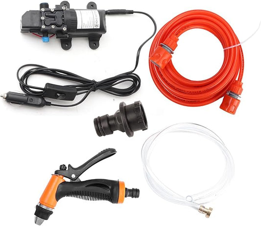 Portable 12V 80W 130PSI Electric Car Washer Sprayer, High Pressure for Vehicle Cleaning, Washing, and Outdoor Use Tool Kit