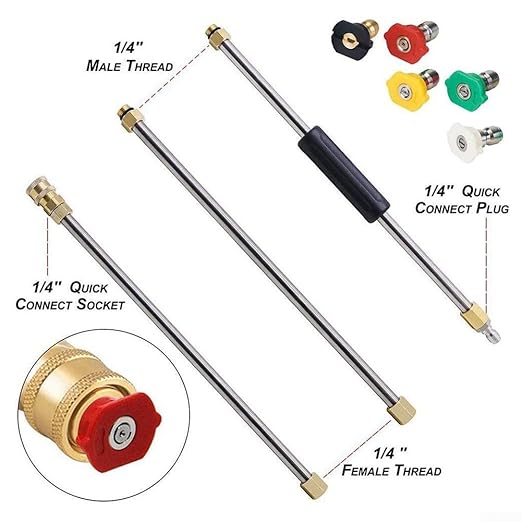 Gutter Cleaning Tool Spray Wand 5 Nozzles, 4000PSI Lance Extension Roofs Gutters