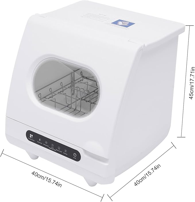 1200W Countertop Dishwasher, Automatic Dish Washing Machine with 5 Washing Programs Display, Portable Water-Lifting & Drainage with Cleaning/Purification/Storage Function, 15.7x15.7x17.7In