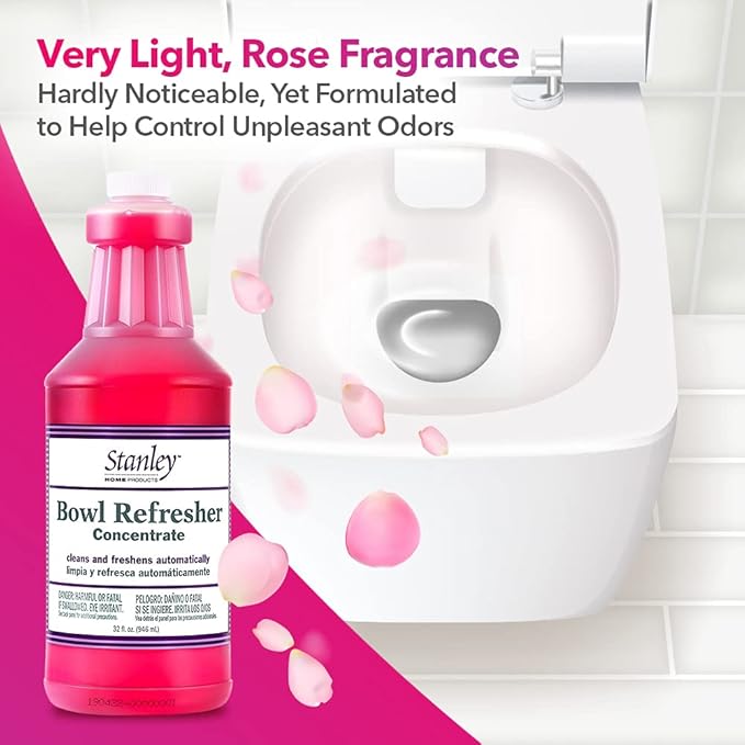 Stanley Toilet Bowl Cleaner & Deodorizer Concentrate 32?€?oz ?€? Wild Rose Scent ?€? Septic?€?Safe Bowl Refresher ?€? Cleans Stains & Residue with Each Flush (Pack of 1)