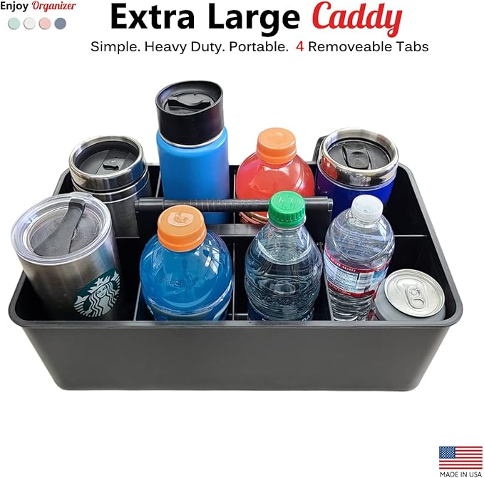 5 Extra Large Portable Carry Caddy, Black, Carrier for Cleaning Supplies, Tools, All-Purpose Carry Caddy Made In USA