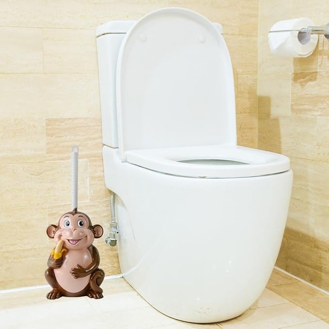 Toilet Brushes & Holders Novelty Toilet Brush Holder Cartoon Frog Cow Monkey Resin Toilet Scrubber Set Toilet Brush Cleaning Tool