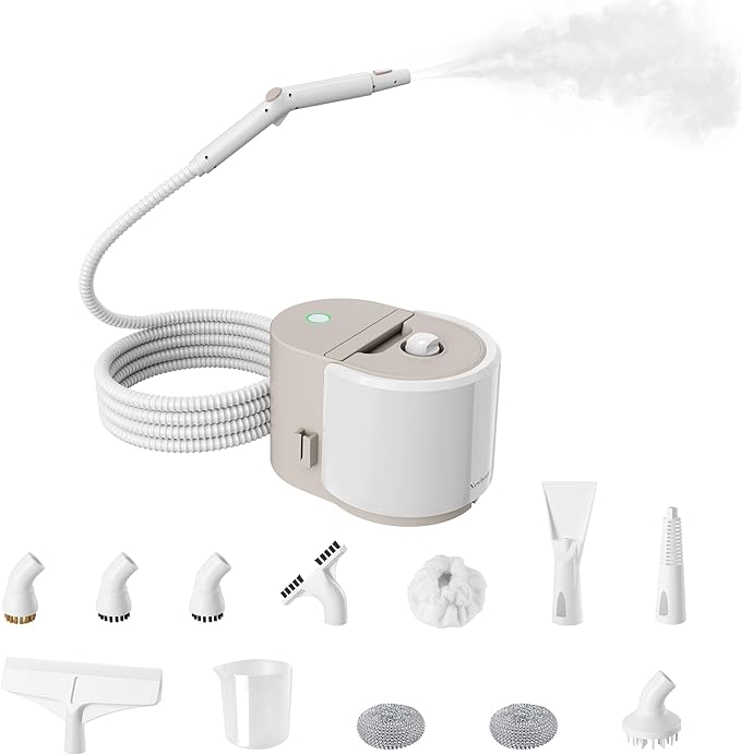 Newbealer Handheld Steamer for Cleaning, Stainless Steel Boiler, 12-Piece Accessory Kit, Max 5 Bar Pressure, Multi-Purpose Steam Cleaner for Floors, Cars, Furniture, Upholstery, and More