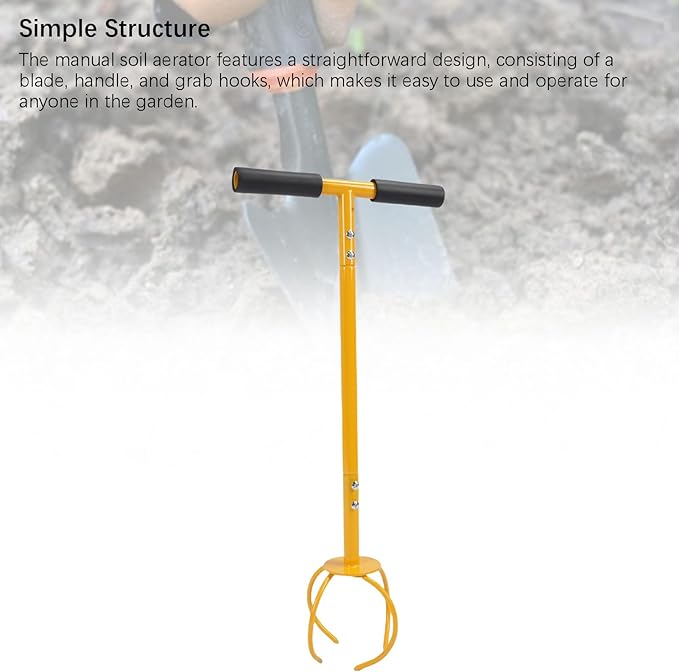 Hand Tiller Stainless Steel Cultivator Soil Aerator for Flower Beds Vegetable Gardens Orchards