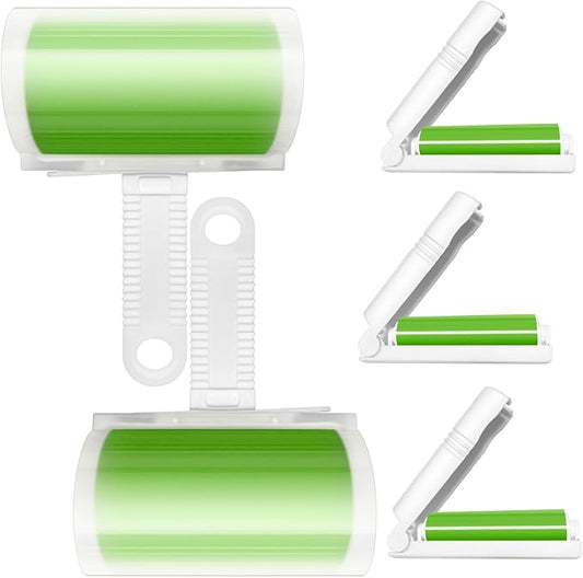 Reusable Washable Lint Roller 5 Pack, Sticky Mini and Medium Size | Portable Travel Lint Remover, Multi-Surface Compact Pet Hair Remover Cleaner, With Cover, For Clothes, Home, Carseats by MUEDRT
