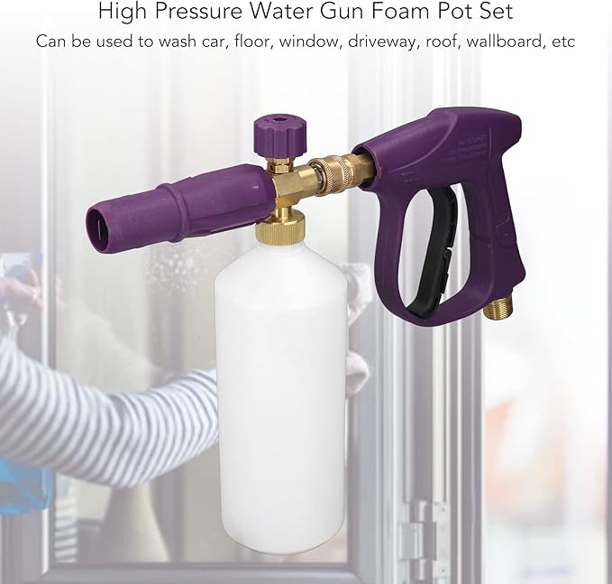 1L Foam Cannon for Pressure Washer, Adjustable Foam Lance, Brass Nozzle, High Pressure Car Wash, Vehicle and Driveway Cleaning Tool