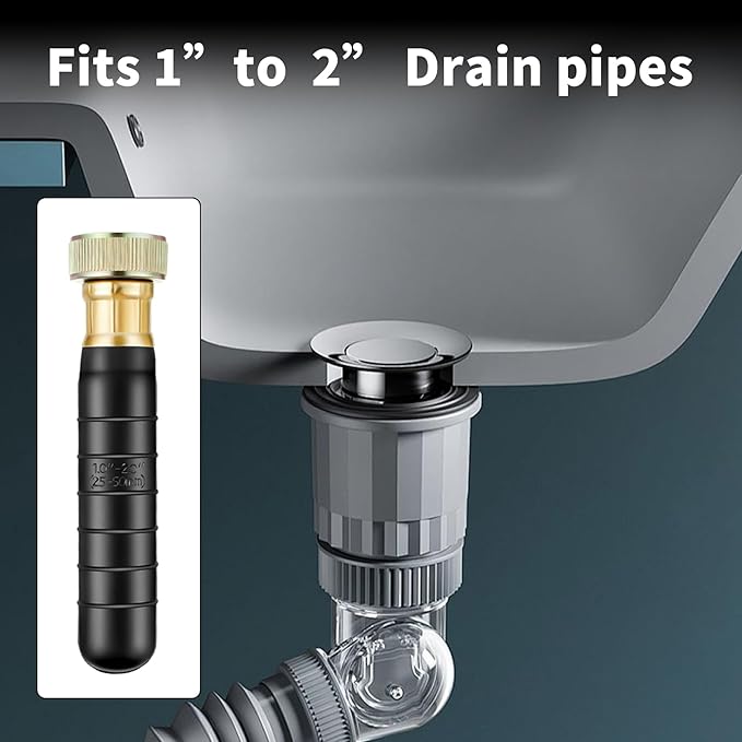 GlückMarine Small Drain Cleaning Bladder fits 1 to 2 Inch Drain Pipes unclogs Stubborn Blockages in Kitchen Sink Bathtub Main Drain and Sewer Line with Water Power