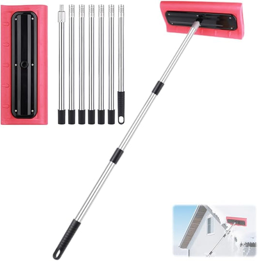 Roof Rake Snow Removal Tool, Snow Rake for House Roof, Adjustable Telescoping Snow Roof Rake, Foam Head Roof Snow Rake, Winter Cleaning Accessory, Rake Tool for Driveway Roof (2.8m)