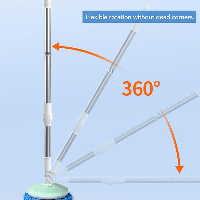 Electric Car Cleaning Brush, Telescopic Handle Cordless Cleaning Brush Scrubber Automatic Rotating Car Wash Brush Mop Cleaning Tool for Home Car Glass Tile Floor (Green)
