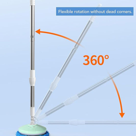 Electric Car Cleaning Brush, Telescopic Handle Cordless Cleaning Brush Scrubber Automatic Rotating Car Wash Brush Mop Cleaning Tool for Home Car Glass Tile Floor (Green)
