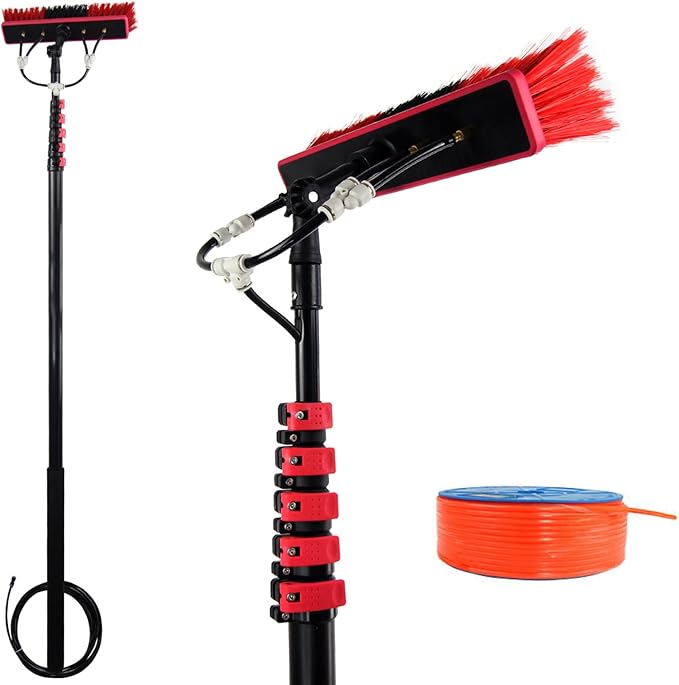Generic 3.6-12m Window Cleaning Pole, Telescopic Window Cleaner Kit, Water/Hose Fed Pole, Window Cleaning Brush Equipment, Cleaning Photovoltaic and Solar Panels,12FT/3.6M