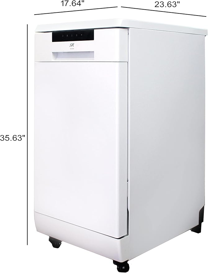 SPT SD-9263WA 18″ Wide Portable Dishwasher with ENERGY STAR, 6 Wash Programs, 8 Place Settings and Stainless Steel Tub – White