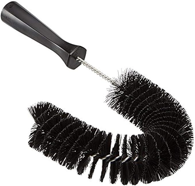 Vikan 53729 Hook Brush - 14.17-Inch Curved BPA-Free Pipe, Tube, and Gutter Cleaner, Compatible with Vikan Extension Poles, Black