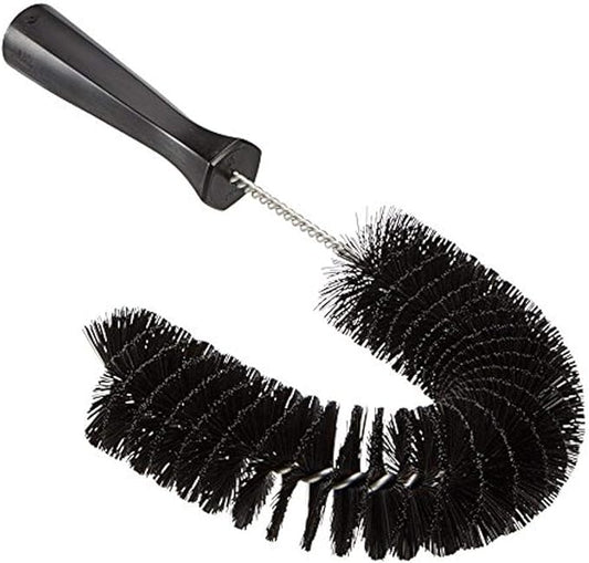 Vikan 53729 Hook Brush - 14.17-Inch Curved BPA-Free Pipe, Tube, and Gutter Cleaner, Compatible with Vikan Extension Poles, Black