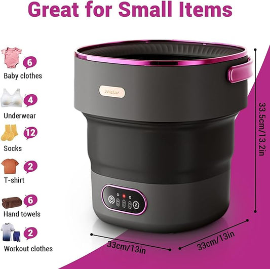 13L, Portable Washing Machine, Mini Washer Foldable Compact Laundry Machine with Basket Spin, Small Underwear Washer for Travel, Apartment, Manual Clothes Washing for Compact Spin Dryer