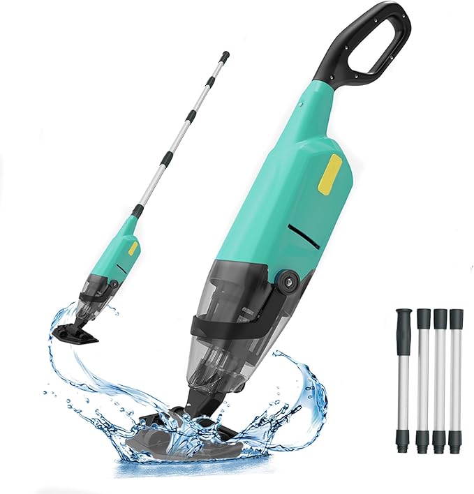 Cordless Pool Vacuum Cleaner for Above Ground Pool & In Ground Rechargeable Pool Vacuum Cleaner - 90 Mins Runtime, Spa Vacuum for Hot Tub- Fast 3H Charge (Green)